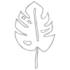 silver tropical leaves drawn with marker (600 DPI)