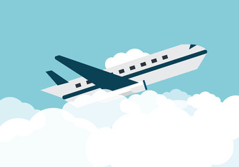 airplane in the clouds vector design illustration