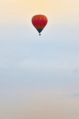 Hot Air Baloon Over Autumn Sunset
