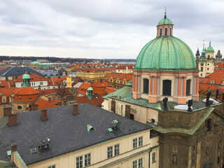 Fototapeta premium Aerial city view of Prague, Czech Republic