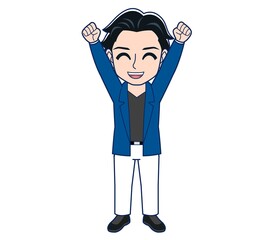 Young man in a blue jacket