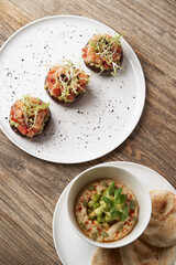 Salmon tartare with guacamole sauce