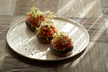 Salmon tartare with guacamole sauce