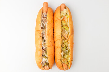 Sausage hot dog on white background