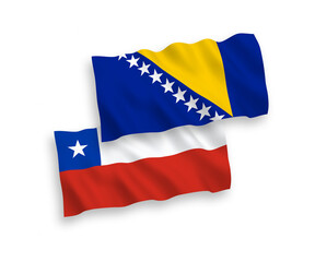 Flags of Bosnia and Herzegovina and Chile on a white background