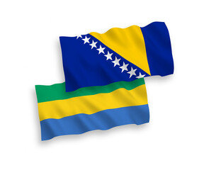 Flags of Bosnia and Herzegovina and Gabon on a white background