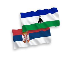 Flags of Lesotho and Serbia on a white background