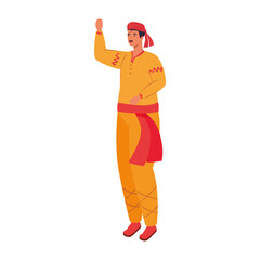 Indian man cartoon dancing design, India culture travel and asia theme Vector illustration