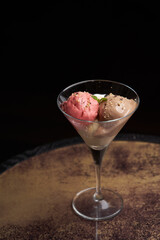Sundae ice cream in glass