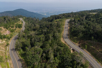 Road to Bokor in Kampot Cambodia , Bokor national park cambodia Aerial drone Photo