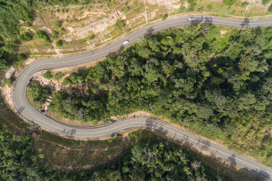 Road to Bokor in Kampot Cambodia , Bokor national park cambodia Aerial drone Photo