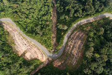 Road to Bokor in Kampot Cambodia , Bokor national park cambodia Aerial drone Photo