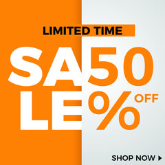 Sale banner template design. Up to 50% off. Eps10 vector illustration.