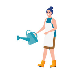 Gardening woman with watering can design, garden planting and nature theme Vector illustration