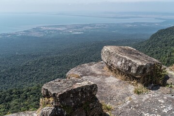 Bokor hillstation in Kampot Cambodia , Bokor national park cambodia Aerial drone Photo