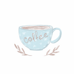 cup of aromatic coffee hand graphics
