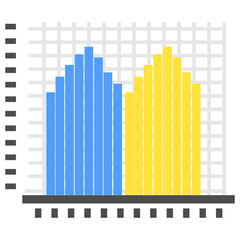 
Graphical representation of a vertical bar chart, column graph 
