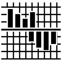 
Volume bars up and down in a icon representing volume analysis
