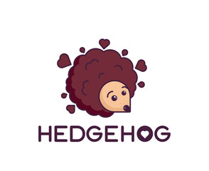 Logo Fluffy hedgehog with hearts, soft spines