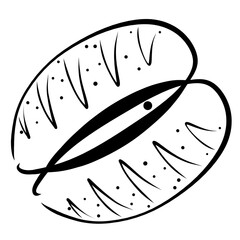 two loaves of bread and a symbolic fish of them