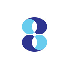 3D Number Eight logo design vector