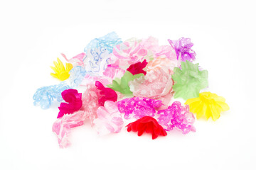 Multicolored mulberry paper on a white background.