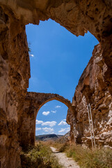 View of the abandoned old town in the district of Halfeti, Şanlıurfa / Turkey