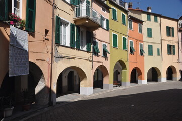Fototapeta na wymiar typical multi storey buildings in Varese Ligure, La Spezia province, Liguria, Italy