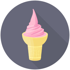 
Strawberry ice cream cone with waffle 
