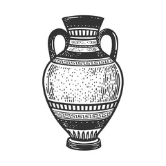 Ancient Greek Amphora sketch engraving vector illustration. T-shirt apparel print design. Scratch board imitation. Black and white hand drawn image.