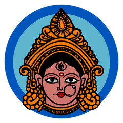 Durga Mukhota (mask)
She is the Rajasic form of the goddess Parvati, who is weaponized with weapons of many Gods to destroy the evil. One must worship her to conquer the evil in ourselves & the world.