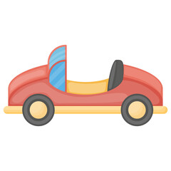 A roofless toy car flat icon 