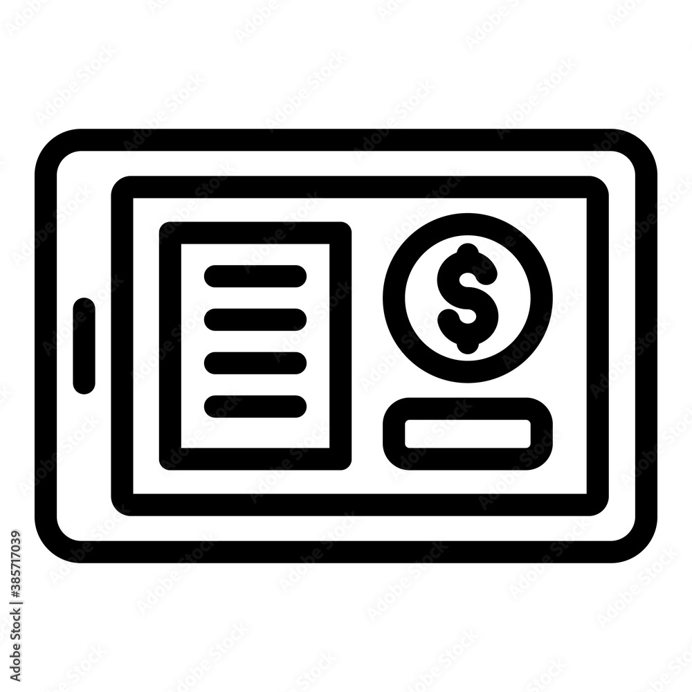 Poster tablet subscription icon. outline tablet subscription vector icon for web design isolated on white b