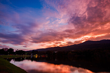 Bright Colorful Sunrise On The Lake