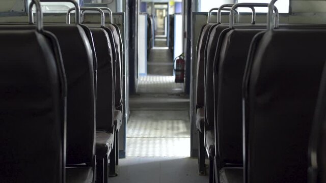 Dehradun, Uttarakhand/India-September 12 2020:Beautiful shot of Car chair in Indian railway, india has rank third in the biggest rail network in the world. High quality 4k footage