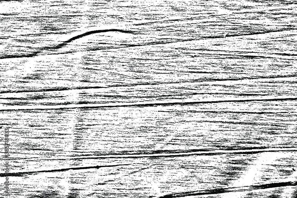 Poster Grunge texture of a rough uneven surface with noise, dents, and transverse stripes. Grunge texture of crumpled fabric. Abstract monochrome uneven background. Vector illustration. Overlay template.