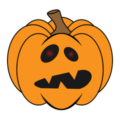 Simple Halloween scary pumpkin with funny face in flat style