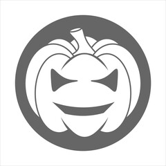 Simple Halloween scary pumpkin with funny face in flat style