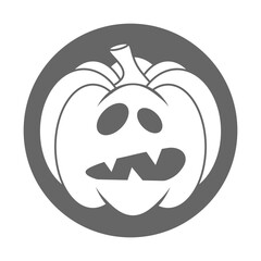 Simple Halloween scary pumpkin with funny face in flat style