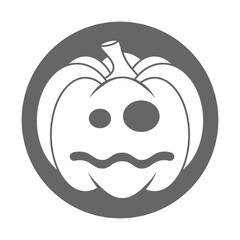Simple Halloween scary pumpkin with funny face in flat style