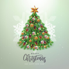 Christmas concept design. Holiday decorative Christmas tree. Vector illustration