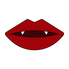 Simple illustration of sexy woman lips with vampire fangs