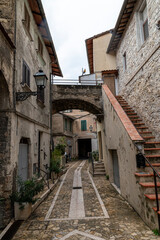architecture of glimpses of the narrow streets of the town of Papigno