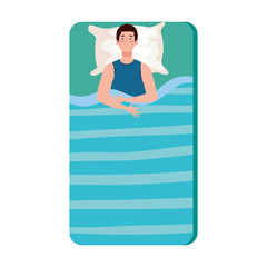 man on bed with insomnia design, sleep and night theme Vector illustration