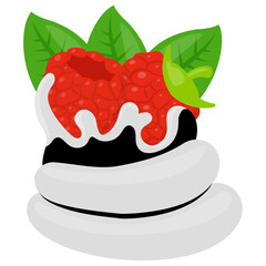 
Strawberry tart with the whipped cream dip on it 
