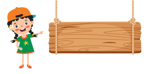 Funny Child Presenting And Pointing