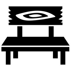 Fototapeta premium Wooden park bench or garden furniture flat icon vector 