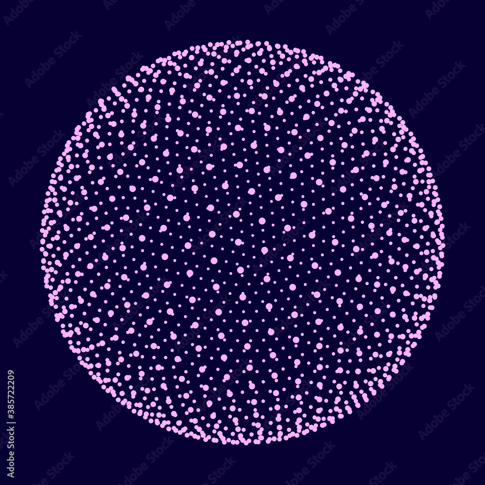 Poster pink spheres consisting of particles. modern wireframe elements. technology grid sphere. vector illu