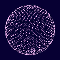 Pink spheres consisting of particles. Modern wireframe elements. Technology grid sphere. Vector illustration.