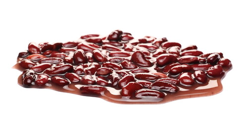 Cooked red beans pile isolated on white background 